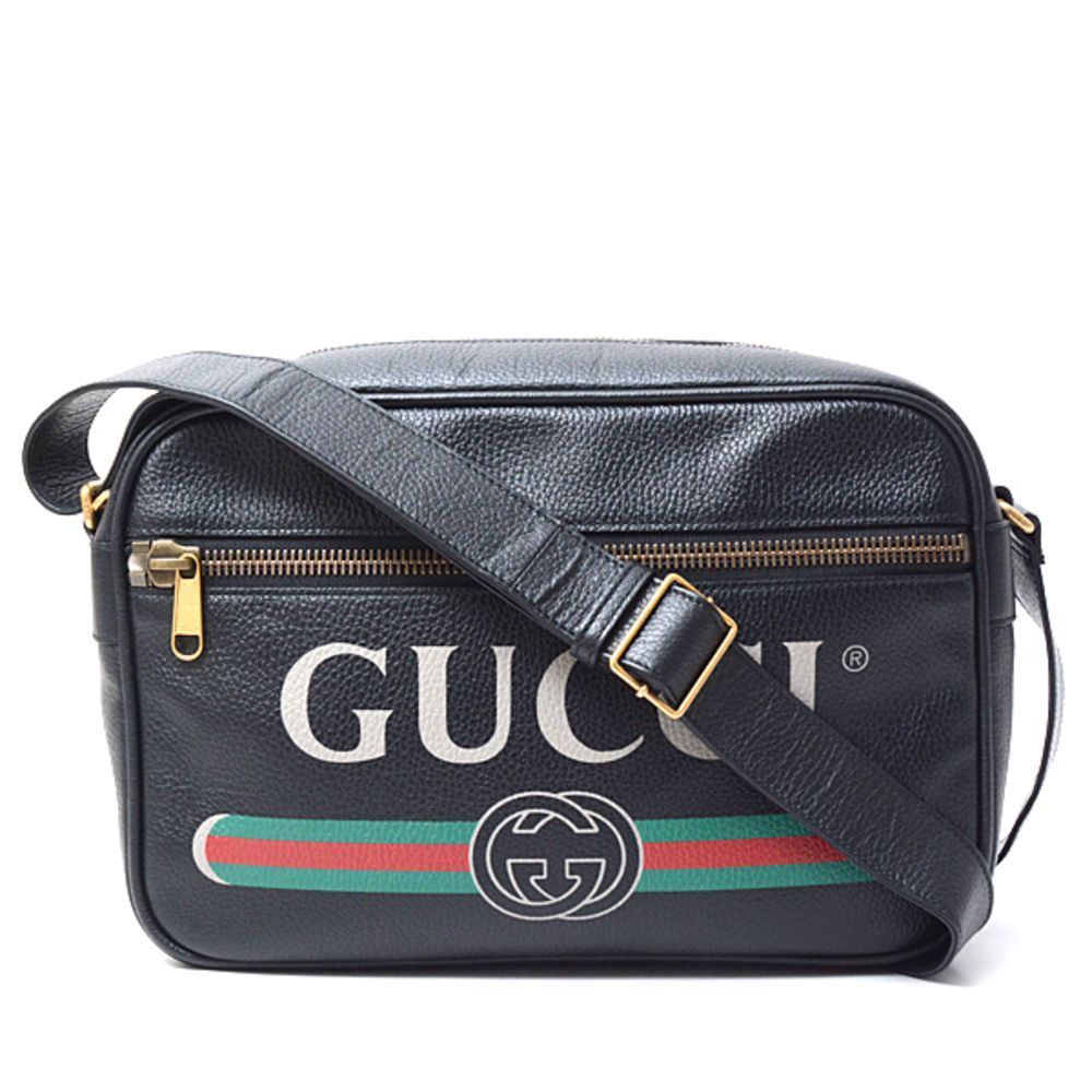 Gucci Messenger Shoulder Bag Leather Black